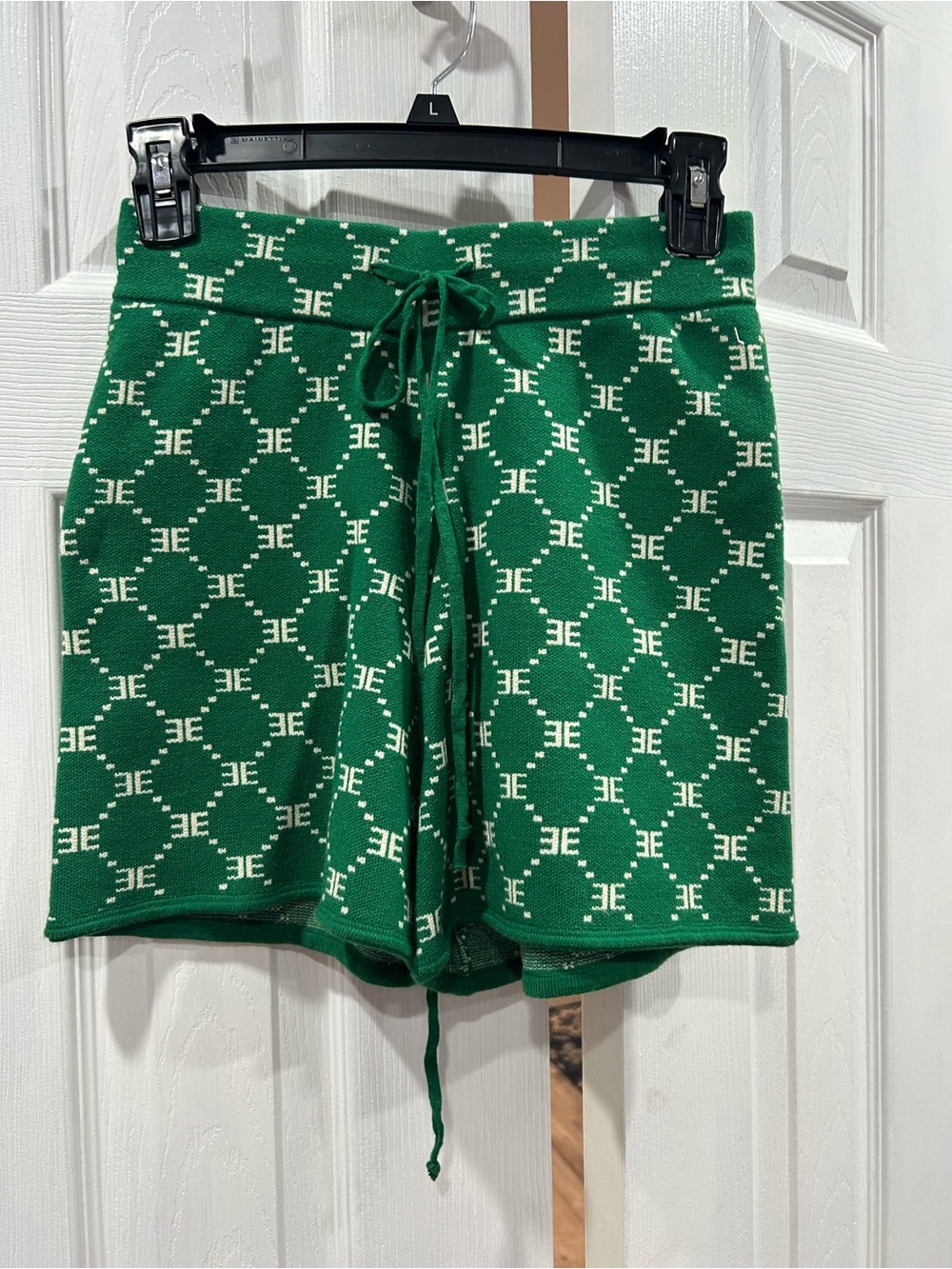 Ellandemm Green High-Waist Knit Drawstring Shorts